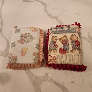 2 Vintage Mini Bear Covered Fabric Photo Albums